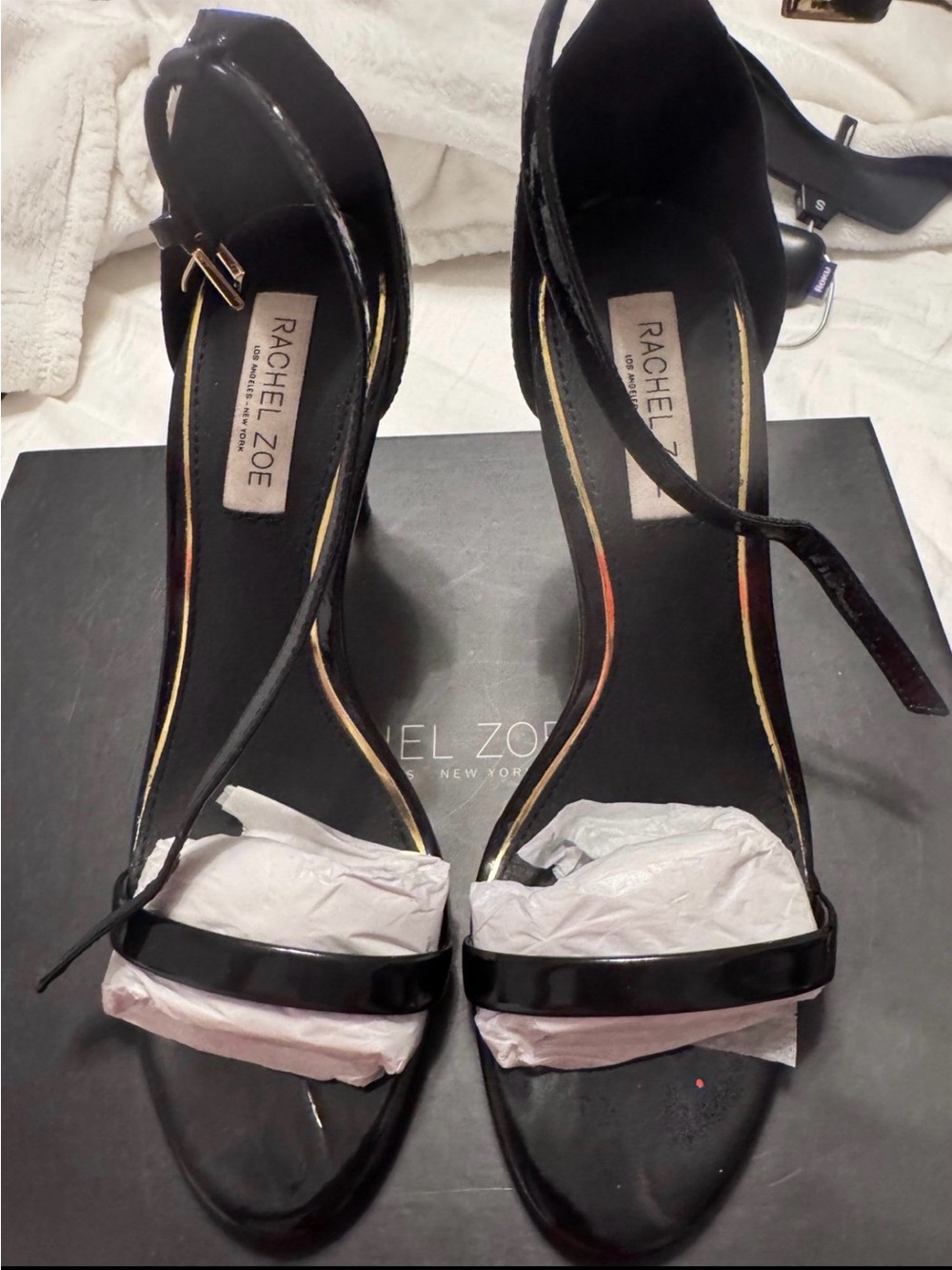 Rachel Zoe Black Patent Leather Ankle-Strap Heels